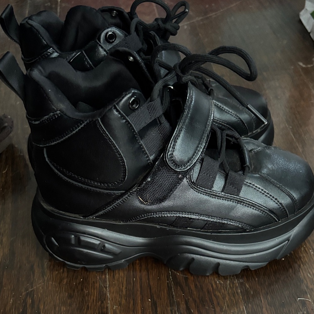 Black Chunky Platform Sneakers